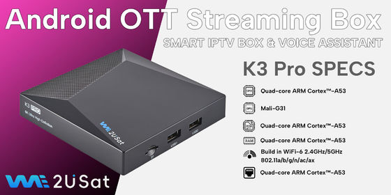 ODM K3 Pro Android IPTV Box Netwerk OTT Streaming Box voor het leven