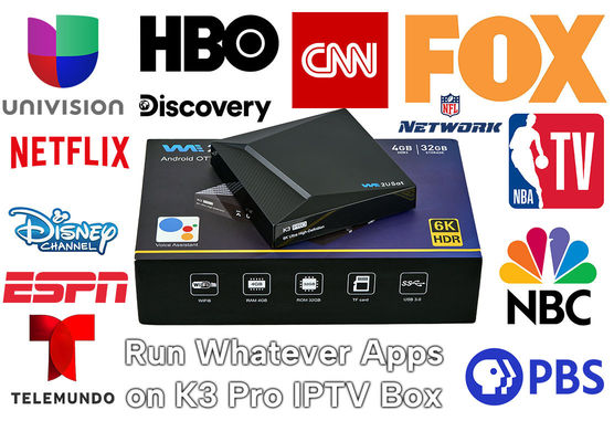 Zwarte Android IPTV Box K3 Pro OTT Streaming Box Levenslange IPTV Smart Box
